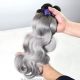 1 Bundle Virgin Hair Ombre Color 1B/Grey Weave Cambodain Body Wave Ombre Silver Grey Hair Extensions 