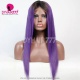 Color 1B/Purple Ombre Straight Hair Lace Front Wig 180% Density Virgin Human Lace Wig
