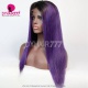 Color 1B/Purple Ombre Straight Hair Lace Front Wig 180% Density Virgin Human Lace Wig