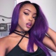 Color 1B/Purple Ombre Straight Hair Lace Front Wig 180% Density Virgin Human Lace Wig