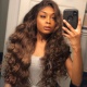 Stock Clearance Color 4# 13*4 Lace Frontal Wigs Body Wave 130% Density Top Quality Virgin Human Hair With Elastic Band 