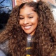 Stock Clearance Color 4# 13*4 Lace Frontal Wigs Deep Curly 130% Density Top Quality Virgin Human Hair With Elastic Band 