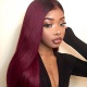 130% Density Lace Front Wig Color 1B/99J Ombre Straight Hair Virgin Human Lace Wig