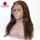 Stock Clearance Color 4# 13*4 Lace Frontal Wigs Deep Curly 130% Density Top Quality Virgin Human Hair With Elastic Band 