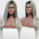 130% Density Ombre Grey Color Top Quality Virgin Human Hair Straight Hair Full Lace Wigs