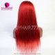 Red Color 180% density 13x4 Lace Wig Virgin Human Hair Straight With Natural Hairline