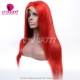 Red Color 180% density 13x4 Lace Wig Virgin Human Hair Straight With Natural Hairline